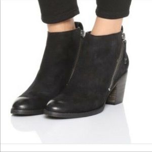 Dolce Vita Jaeger Nubuck Leather Ankle Booties Black Zip Up Size 10 EUC